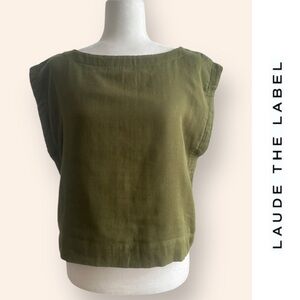 Laude the Label Olive Green Organic Cotton Everyday Top, Size S, MSRP $118